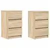 Image de Vidaxl tables de chevet avec 3 tiroirs 2 pcs chêne sonoma 39x35x65 cm