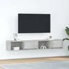 Image de vidaXL Meubles TV 2 pcs gris béton 80x31x255 cm bois dingénierie banc TV meuble hifi centre de divertissement buffet 861461