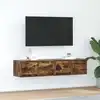 Image de Meubles Tv 2 Pcs Chêne Fumé 60x31x25,5 Cm Bois D'ingénierie Vidaxl