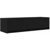 Image de Meuble TV mural - vidaXL - Chêne Noir - 100x31x255 cm - Bois dingénierie - 2 tiroirs - Assemblage requis