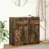 Image de Buffet Avec Tiroir Chêne Fumé 80x34x76 Cm Bois D'ingénierie Vidaxl