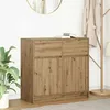 Image de vidaXL Buffet avec tiroir chêne artisanal 80x34x76cm bois dingénierie meuble de rangement buffet meuble dentrée meuble 861543