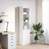 Image de Buffet Haut Blanc 37,5x35x180 Cm Bois D'ingénierie Vidaxl