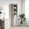 Image de Buffet Haut Gris Béton 37,5x35x180 Cm Bois D'ingénierie Vidaxl