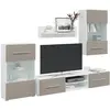 Image de Meubles Tv Avec Lumière Led 5 Pcs Gris Pierre Bois D'ingénierie Vidaxl