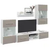 Image de vidaXL Meubles TV avec lumière LED 5 pcs gris pierre bois dingénierie meuble TV meuble de rangement multimédia meuble de