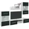 Image de Meubles Tv 5 Pcs Avec Lumière Led Indigo Mat Bois D'ingénierie Vidaxl