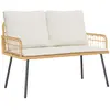 Image de Banc De Jardin Avec Coussin Nature 114 X 64 X 90cm Acier Vidaxl