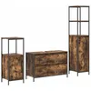 Image de Ensemble de meubles de salle de bain - vidaXL - 3 pièces - Chêne fumé - 90x34.5x60 cm - Bois dingénierie et métal
