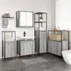 Image de Ensemble De Mobilier De Salle De Bain 5 Pcs Gris Sonoma Et Noir Vidaxl