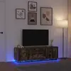 Image de Meuble Tv Avec Lumières Led Chêne Fumé 160,5x41x50 Cm Vidaxl