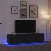 Image de Meuble Tv Avec Lumières Led Chêne Noir 193,5x41x50 Cm Vidaxl