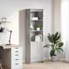 Image de Buffet Haut Gris Béton 50x35x180 Cm Bois D'ingénierie Vidaxl