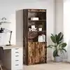 Image de Buffet Haut Chêne Fumé 70x35x180 Cm Bois D'ingénierie Vidaxl