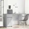 Image de Bureau Sonoma Gris 140 X 49 X 76 Cm Bois D'ingénierie Vidaxl