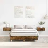 Image de vidaXL Cadre de lit sans matelas chêne fumé 140x190 cm bois ingénierie meuble de chambre à coucher sommier lit double 861061