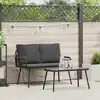 Image de Ensemble De Salle À Manger Pour Jardin 2 Pcs Noir Polyrotin Vidaxl