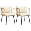 Image de vidaXL Chaises de jardin lot de 2 avec coussins naturel résine tressée siège de jardin chaise de patio chaise à manger de 3328657