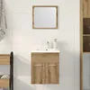 Image de Ensemble de meubles de salle de bain - 2 pcs - Bois dingénierie - Chêne artisanal - Contemporain