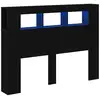 Image de Vidaxl tête de lit led avec étagère chêne noir 140 x 18,5 x 103,5 cm