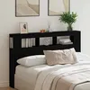 Image de vidaXL Tête de lit LED avec étagère Chêne noir 160 x 185 x 1035 cm 862213