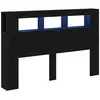 Image de Vidaxl tête de lit led avec étagère chêne noir 160 x 18,5 x 103,5 cm