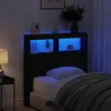 Image de vidaXL Armoire tête de lit avec LED chêne noir 100x17x102 cm 863127