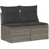 Image de Salon De Jardin 2 Pcs Avec Coussins Gris Clair Polyrotin Acacia Vidaxl