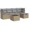 Image de Salon De Jardin Avec Coussins 6 Pcs Beige Résine Tressée Vidaxl