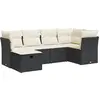 Image de Salon De Jardin 6 Pcs Avec Coussins Noir Résine Tressée Vidaxl