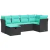 Image de Vidaxl salon de jardin 6 pcs avec coussins noir résine tressée