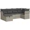Image de Salon De Jardin 6 Pcs Avec Coussins Gris Clair Résine Tressée Vidaxl
