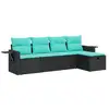Image de Vidaxl salon de jardin 5 pcs avec coussins noir résine tressée