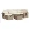 Image de Salon De Jardin Avec Coussins 7 Pcs Beige Résine Tressée Vidaxl