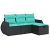 Image de Vidaxl salon de jardin 4 pcs avec coussins noir résine tressée