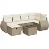 Image de Salon De Jardin Avec Coussins 7 Pcs Beige Résine Tressée Vidaxl