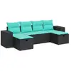 Image de Vidaxl salon de jardin 6 pcs avec coussins noir résine tressée