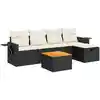 Image de Salon De Jardin 6 Pcs Avec Coussins Noir Résine Tressée Vidaxl