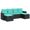 Image de Vidaxl salon de jardin 6 pcs avec coussins noir résine tressée