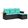 Image de Vidaxl salon de jardin 4 pcs avec coussins noir résine tressée
