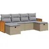 Image de Salon De Jardin Avec Coussins 6 Pcs Beige Résine Tressée Vidaxl