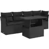 Image de Salon De Jardin 5 Pcs Avec Coussins Noir Résine Tressée Vidaxl
