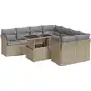 Image de Salon De Jardin Avec Coussins 9 Pcs Beige Résine Tressée Vidaxl