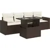 Image de Salon De Jardin Avec Coussins 5 Pcs Marron Résine Tressée Vidaxl