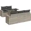 Image de Salon De Jardin 6 Pcs Avec Coussins Gris Clair Résine Tressée Vidaxl