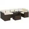 Image de Salon De Jardin 8 Pcs Avec Coussins Marron Résine Tressée Vidaxl