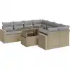 Image de Salon De Jardin Avec Coussins 9 Pcs Beige Résine Tressée Vidaxl