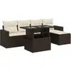 Image de Salon De Jardin Avec Coussins 6 Pcs Marron Résine Tressée Vidaxl