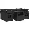 Image de Salon De Jardin 7 Pcs Avec Coussins Noir Résine Tressée Vidaxl