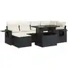 Image de Salon De Jardin 7 Pcs Avec Coussins Noir Résine Tressée Vidaxl